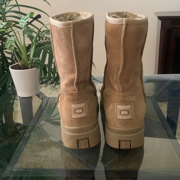 SKECHERS VTG 90’s Y2K Suede Leather Sherpa Lined Chunky Platform Boots - Picture 6 of 11